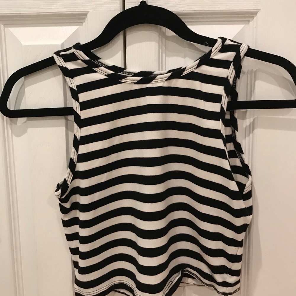 forever 21 black and white striped tank top